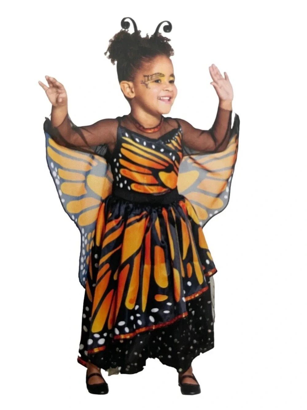 Black Orange Yellow Butterfly Wing Costume Dress
